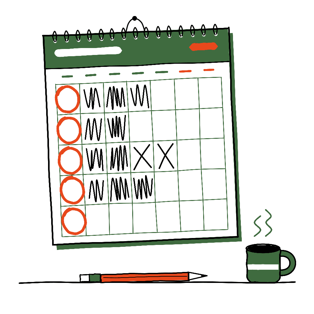 Kalendar sa zaokruženim ponedeljcima